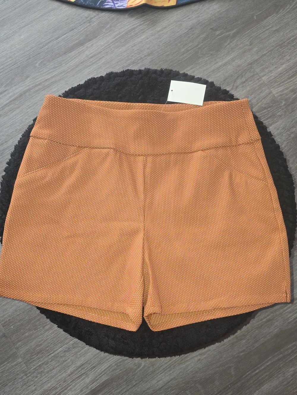 Versona High-Waist Textured Rust Orange Shorts
